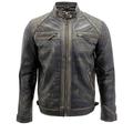 Infinity Men’s Vintage Black Leather Racing Biker Jacket XS