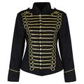 Ro Rox Ladies Emo Punk Goth Napoleon Military Drummer Parade Jacket - Black & Gold (UK 18)