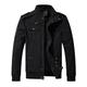 WenVen Men's Military Jacket Outdoor Windbreaker Jacket Casual Cotton Coat Classic Full-Zip Jackets Charcoal Black S