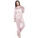 LilySilk Women's Silk Pyjama Set 22 Momme Long Sleeves Pajamas Sleepwear 100% Pure Mulberry Silk Charmeuse Rosy Pink Size 12/M