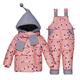 LPATTEN Kids Baby Toddler Winter Snowsuit Polka Dot Puffer Jacket Hoodie Coat Down Snowpants Bib Down Coat 2 Piece Clothing Outfit Set, Pink, Age 12-24 Month/Tag 90