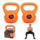 Phoenix Fitness Vinyl Kettlebell Pair - Heavy Weight Kettle Bell for Strength and Cardio Training, Orange, 12KG