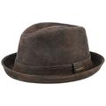 Stetson Radcliff Leather Player Men - Fedora hat with Lining, Trim Summer-Winter - S (54-55 cm) Brown