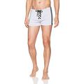 Sauvage Men's Ribbed Football Lace Up Swim Trunks, White, X-Large