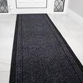 The Rug House Grey Black Rubber Backed Very Long Hallway Hall Runner Narrow Rugs Custom Length - Sold and Priced Per Foot