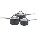 Anolon Professional Saucepans -16, 18 and 20cm-Premium Non Stick Sauce Pans with Glass lids Anodised cookware - Oven and Dishwasher Safe, hard-anodized_aluminum, Black, Set of 3