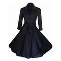 Vintage 40's 50's Style Rockabilly/Swing/Pin up Cotton Wrap Evening Party Cocktail Dress Sizes 4-28 ***UK Seller-Same Day Dispatch for Orders Placed Before 3pm***Large (4, Black)