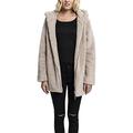 URBAN CLASSICS Women's Sherpa Cardigan Jacket, Long-Sleeve Fluffy Faux Fur Sherpa Coat, Casual Fluffy Coat for Women, Sherpa Hoodie Cardigan, Colour: Sand, Size: Medium