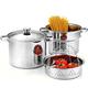 Cook N Home 02401 4-Piece 8 Quart Pasta Cooker Steamer Multipots, Stainless Steel