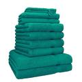 Betz 10 Piece Towel Set PREMIUM 100% Cotton 2 Wash Mitts 2 Guest Towels 4 Hand Towels 2 Bath Towels color emerald green