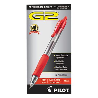 Pilot 31004 G2 Premium Red Ink with Translucent Barrel 0.5mm Roller Ball Retractable Gel Pen - 12/Pack