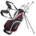 Wilson Amazon Exclusive Men's Stretch Beginner Complete Set, 10 Golf Clubs with Stand Bag, Black/Grey/Red, Standard Length