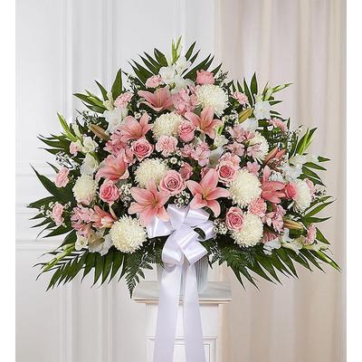 1-800-Flowers Flower Delivery Heartfelt Sympathies Standing Basket - Pink &white Large