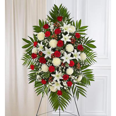 1-800-Flowers Flower Delivery Red & White Sympathy Standing Spray Medium | Happiness Delivered To Their Door