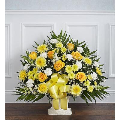 1-800-Flowers Everyday Gift Delivery Heartfelt Tribute Yellow Floor Basket Arrangement Medium