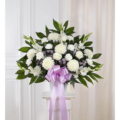 1-800-Flowers Flower Delivery Heartfelt Sympathies Lavender & White Standing Basket Small