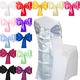 Time to Sparkle 100pcs Satin Chair Cover Sashes Bow Tie Ribbon Table Runner Wedding Reception Decoration - Silver