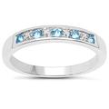 The Diamond Ring Collection: 3mm wide Sterling Silver Channel set Blue Topaz & Diamond Eternity Ring (Size P)