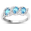 The Diamond Ring Collection: Sterling Silver Genuine Blue Topaz and Diamond Eternity Engagement Ring (Size U)