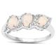 The Diamond Ring Collection: Sterling Silver Genuine Opal & Diamond Eternity Engagement Ring (Size M)