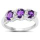 The Diamond Ring Collection: Sterling Silver Genuine Amethyst & Diamond Eternity Engagement Ring (Size S) …