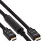 InLine 17525A HDMI Aktiv-Kabel, HDMI-High Speed mit Ethernet, 4K2K, Stecker/Stecker, schwarz/gold, Nylon Geflecht Mantel 25m