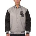 Men's JH Design Gray/Black Chicago White Sox Logo Poly Twill Jacket