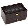 Diplomat 31-57701 Ebony Wood Finish with Clear Top and Black Leather Interior 20 Watch Storage Case