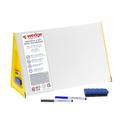 Wedge - Dry Erase Small Whiteboard A2 with Non-Slip Rubber Feet, Double Sided Magnetic Desktop White Board with 4 Pens, 2 Magnetic Erasers, Portable Writing Easel for Classroom & Home Ed Use Yellow