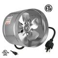 iPower 8â€˜â€™ 420 CFM Booster Fan Inline Duct Vent Blower for HVAC Exhaust and Intake 5.5 Grounded Power Cord