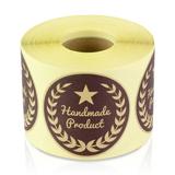 OfficeSmartLabels 2 Handmade Labels for Crafting Product Labeling or Product Declaration (Brown 300 Labels per Roll 4 Rolls)