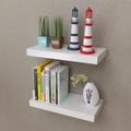 vidaXL 2 White MDF Floating Wall Display Shelves Book/DVD Storage