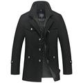 ROSEUNION Men's Business Trench Coat Overcoat Classic Wool Single Coat Zipper Trench Coat Blazer Jacket (UK Medium (Asia 2XL), Black)