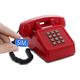 Opis PushMeFon Mobile: gsm phone/wireless home phone/wireless phone/designer retro phone/classic keypad telephone/retro style phone/vintage telephone with mobile phone technology (red)