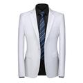 MOGU Mens Jacket with Single Button Lapel Blazer for Men Slim Fit Casual Size 32 (Label Asian Size L) White