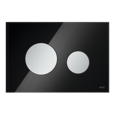 Tece loop WC-Betätigungsplatte Zweimengen Glas schwarz glzd. Tasten Chrom matt, 9240655 9240655 Image