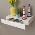 vidaXL White MDF Floating Wall Display Shelf 1 Drawer Book/DVD Storage