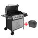 vidaXL Gas Barbecue Grill 6+1 Cooking Zone Black and Silver