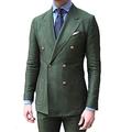 Leader of the Beauty Double Breasted Green Men Suits Terno Slim Fit 2 Pieces Party Tuxedo for Men-Green-M