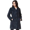 Smart Range Trench 3457 Ladies Classic Knee-Length Designer Real Suede Leather Jacket Coat (16, Navy Suede)