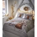 Twilight Santa Christmas Duvet Cover and 2 Pillowcase Set, Beige, King