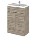 Hudson Reed OFF208 Fusion Modern Bathroom Floor Standing Vanity Unit with 2 Soft Close Doors, 600mm, Driftwood