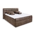 Stella Trading ASPEN B2 Boxspringbett 180x200 mit Bettkasten, Dunkelbraun - Bequemes Doppelbett mit 7-Zonen-Federkern Matratze & Komfortschaum Topper - 200 x 114 x 220 cm (B/H/T)