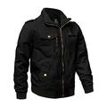 Wantdo Men's Outdoor Lightweight Windbreaker Jacket Casual Cotton Coat Multi Pockets Jacket Classic Full-Zip Jacket Black M