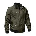 Wantdo Men's Military Jacket Outdoor Windbreaker Jacket Autumn Casual Cotton Coat Classic Full-Zip Jackets Army Green L