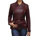 BRANDSLOCK Trench Ladies Mid Length Designer Real Leather Jacket.
