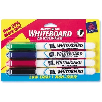 Avery Whiteboard Dry-Erase Bullet Tip Marker Set - Assorted, 4 Pk