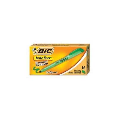 Bic America Brite Liner Highlighter with Pocket Clip - Green, 12 Pk