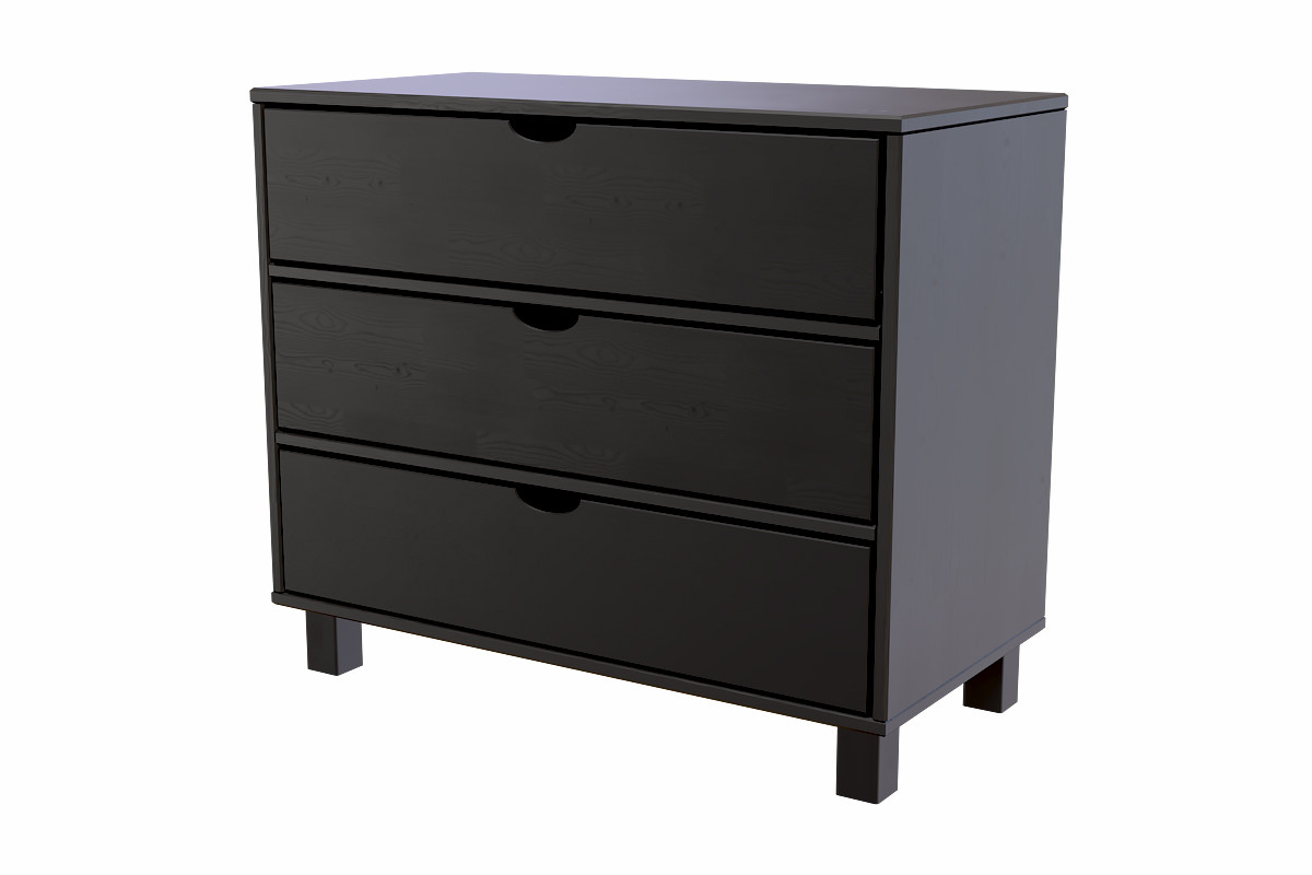 Commode bois 3 tiroirs Cube - Noir