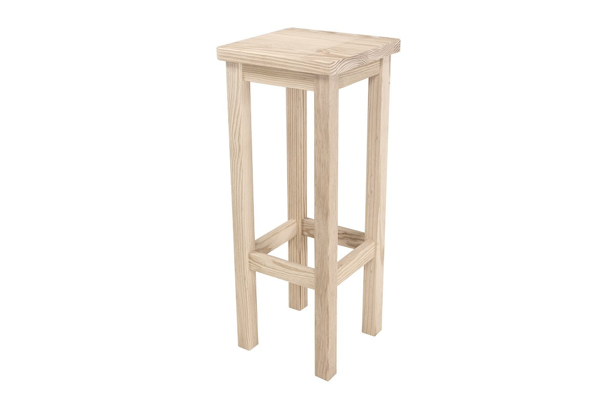 Tabouret de bar en bois droit - Brut (sans vernis)